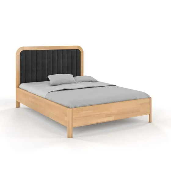 Tête de lit tissu noir pour lit en bois massif collection VERDE
