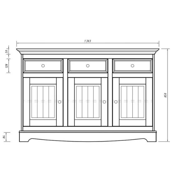 Dimensions commode pin massif collection Ancona