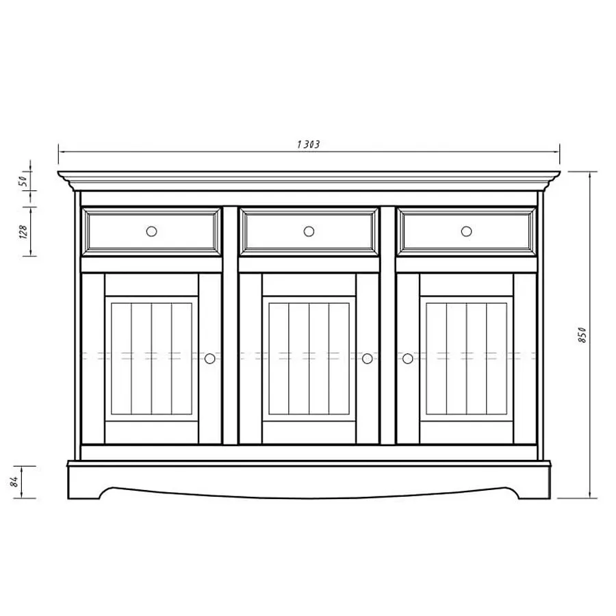 Dimensions commode pin massif collection Ancona