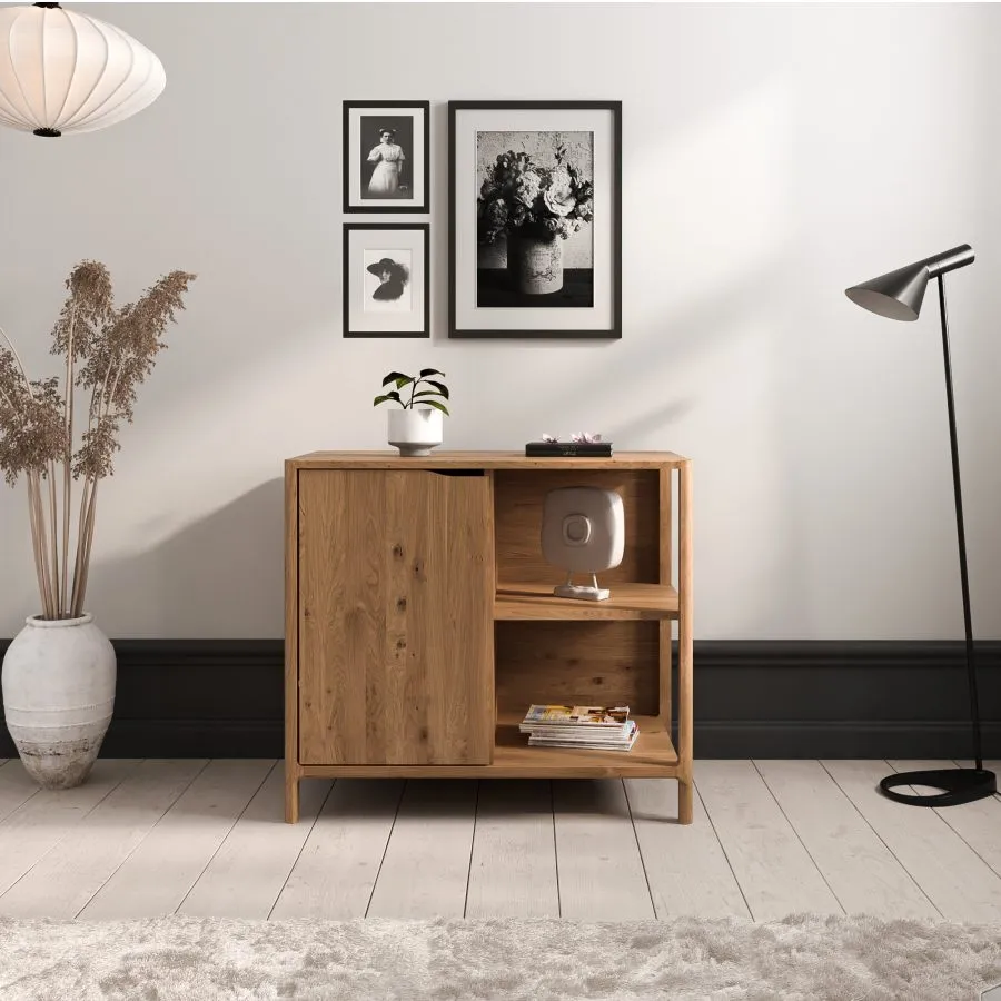 Commode bois 1 porte 2 niches de rangement collection TWIST