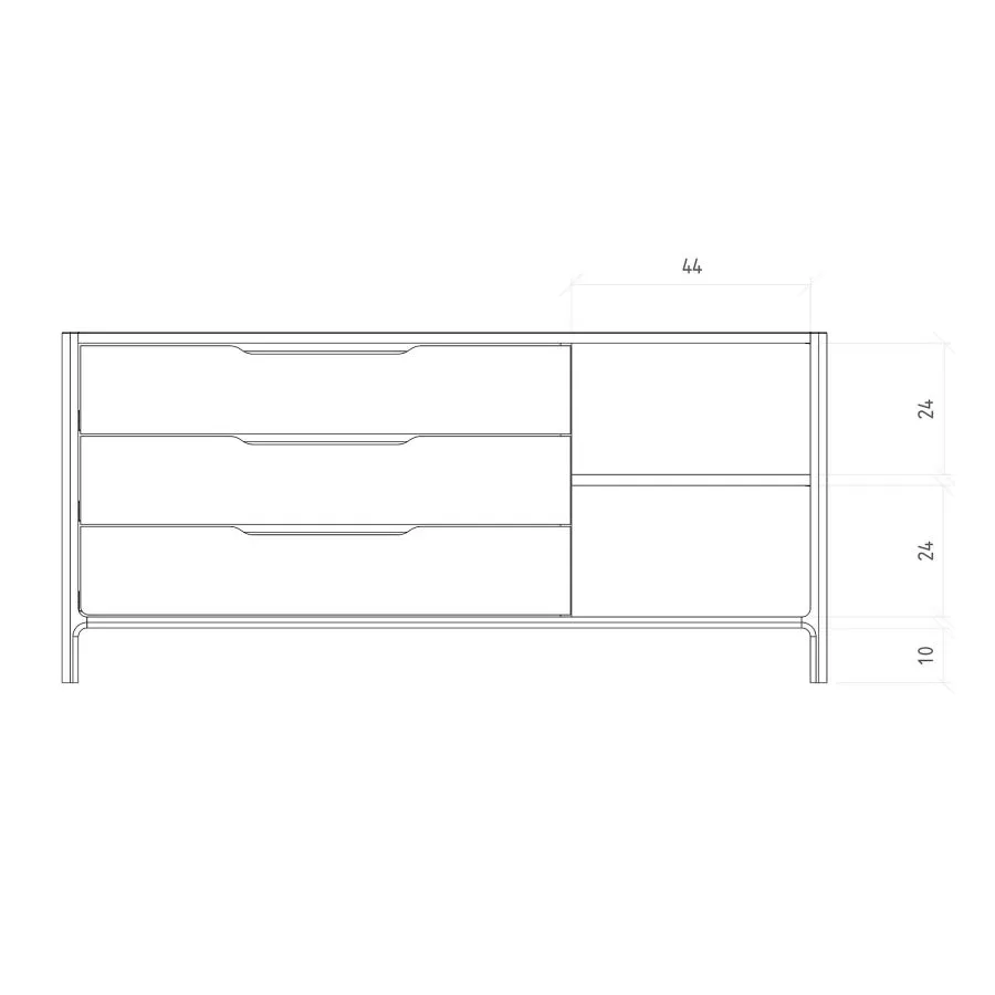 Dimensions commode en bois collection TWIST