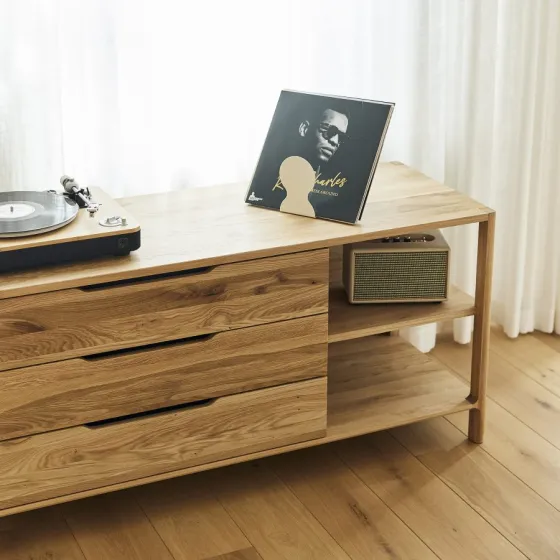 Commode en chêne basse collection TWIST