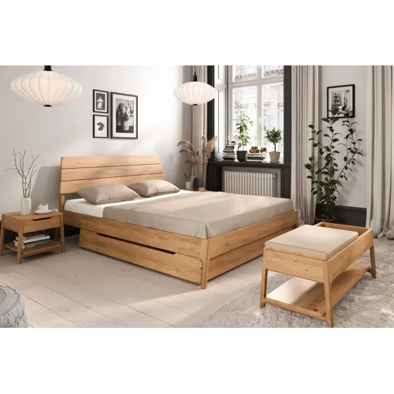 Lit bois massif avec rangement 160x200 collection TWIST