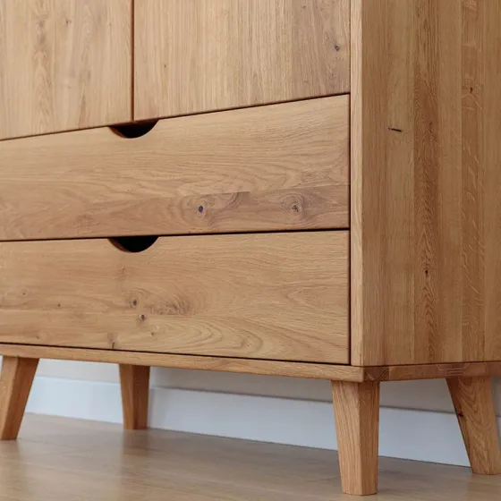 Armoire chêne massif avec tiroirs de rangement collection OSLO