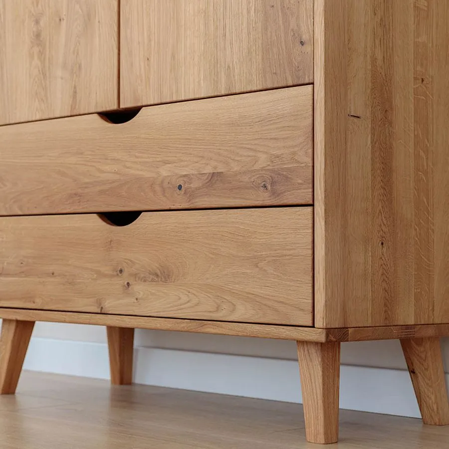 Armoire chêne massif avec tiroirs de rangement collection OSLO