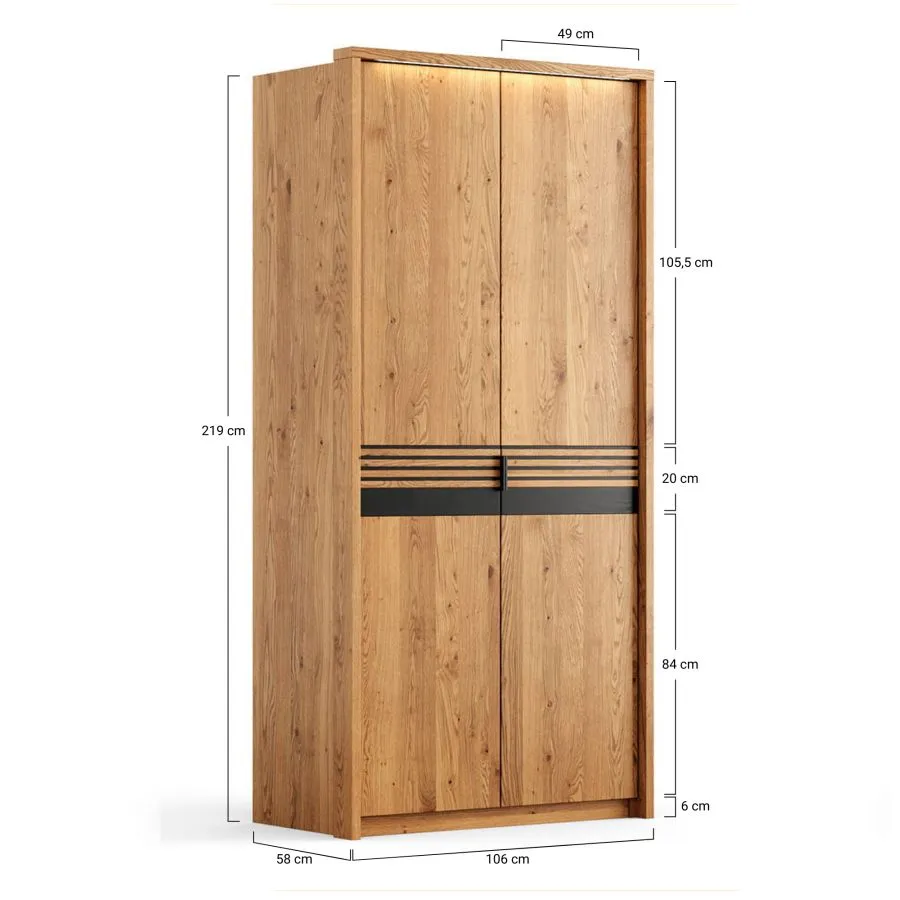 Tiroirs de rangement interne pour Armoire en chêne massif Rivaro
