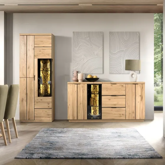 Buffet chêne clair pour salon collection Bianco