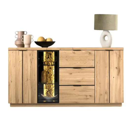 Buffet chêne clair avec éclaires LED collection Bianco
