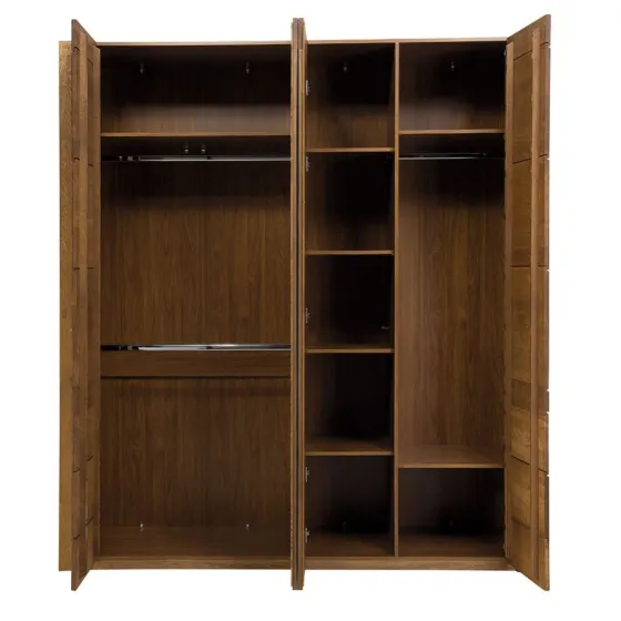 Armoire 4 portes en bois avec 3 penderies BAROS