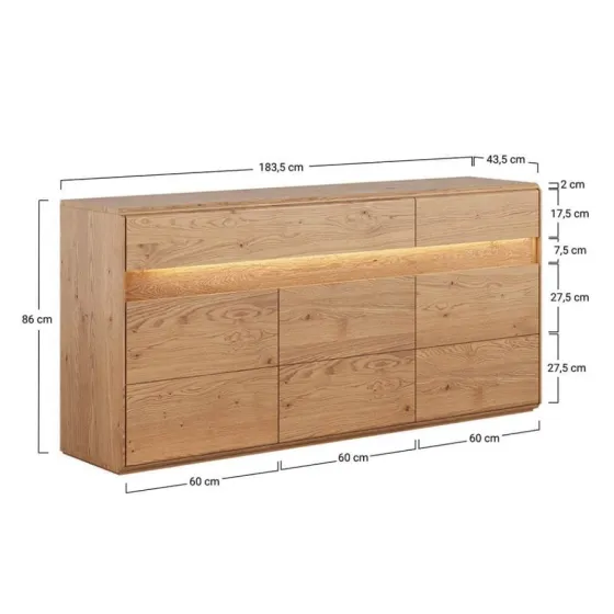 Buffet chêne massif 185 cm collection Laviano