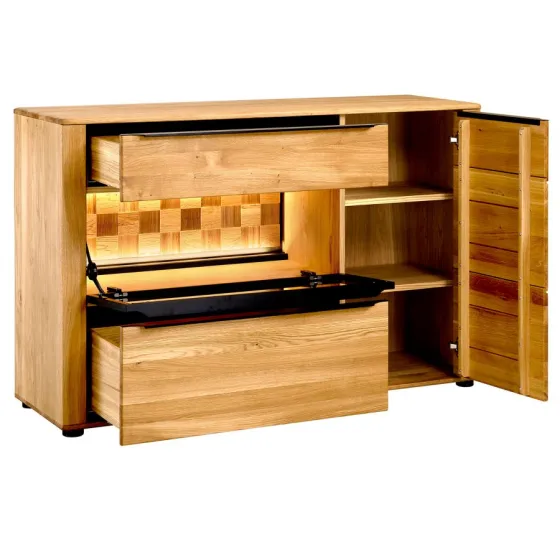 Buffet chêne avec LED et espaces de rangement collection Tivoli
