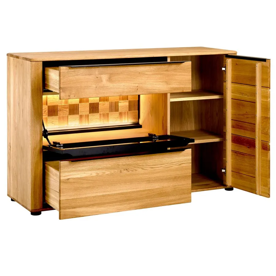 Buffet chêne avec LED et espaces de rangement collection Tivoli