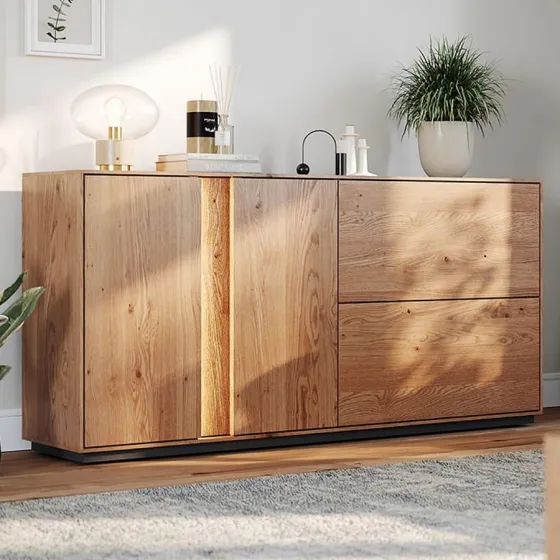 Buffet chêne massif moderne pour salon collection Mira