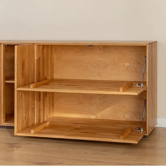 Buffet chêne massif moderne avec portes ouverture bas collection Mira
