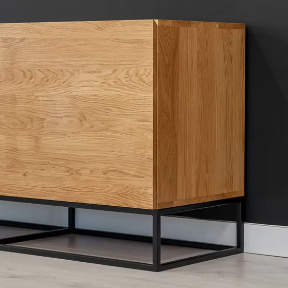Buffet chêne massif 2 portes avec pieds en métal collection Edge