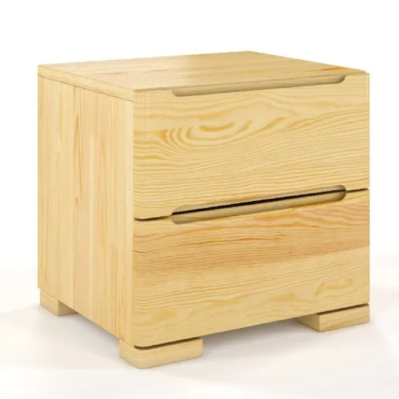 Chevet en bois pin naturel 2 tiroirs collection NOTTE