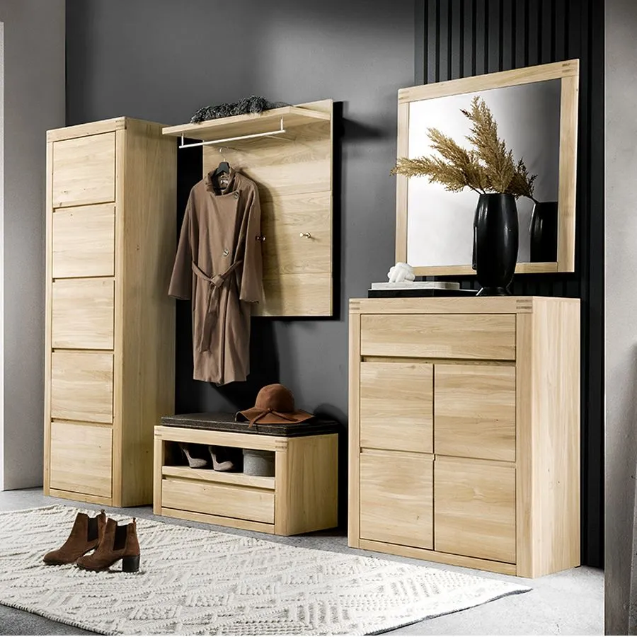 Miroir carré contour bois clair collection MILO