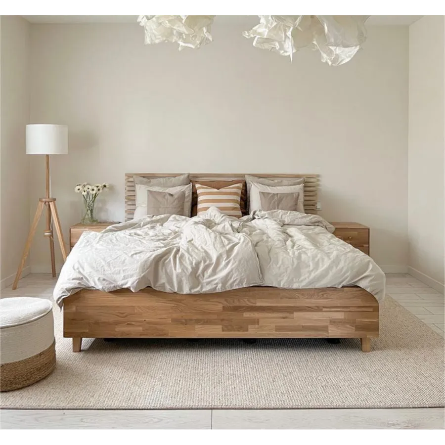 Lit coffre bois chêne naturel collection Frame