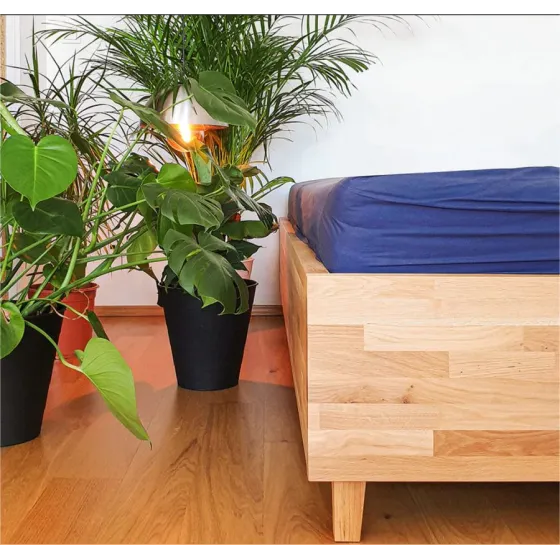 Lit en bois avec coffre de rangement collection Frame