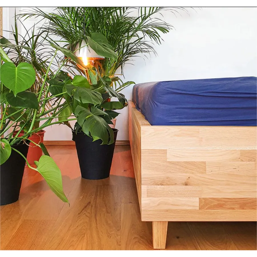 Lit en bois avec coffre de rangement collection Frame