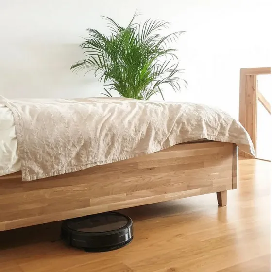 Lit coffre en bois finition chêne naturel collection Frame