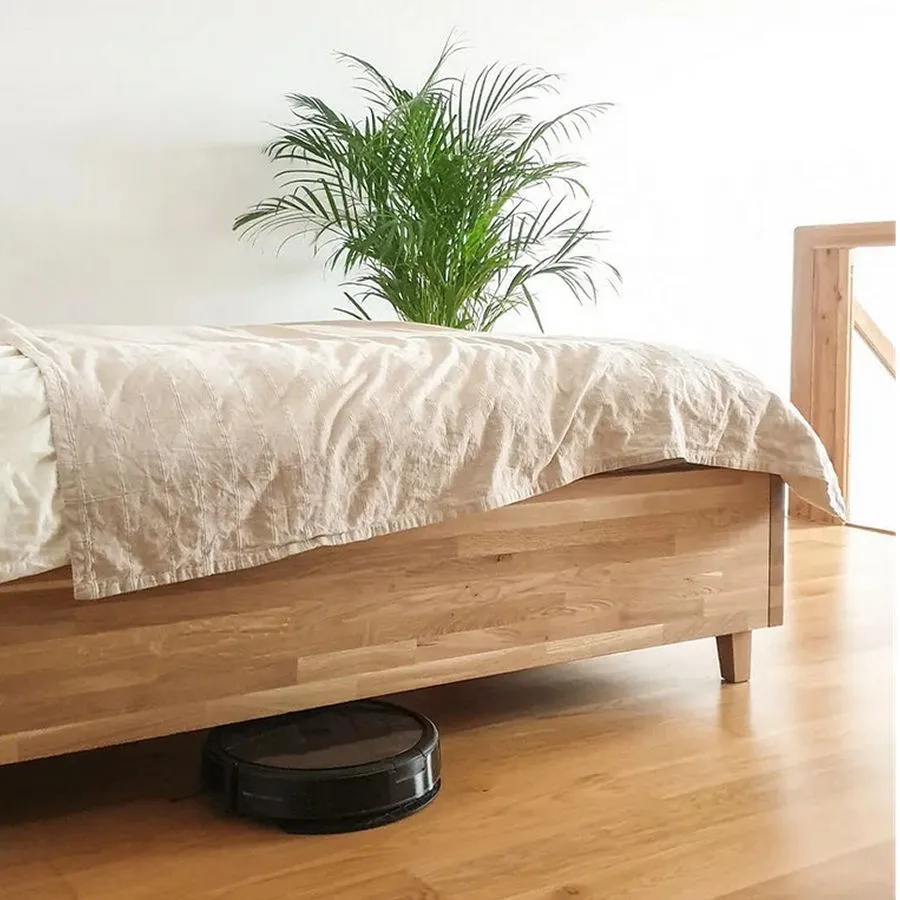 Lit coffre en bois finition chêne naturel collection Frame