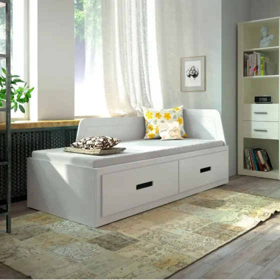 lit gigogne en pin blanc collection TOM