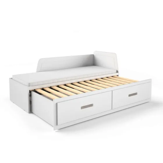 lit gigogne en pin blanc 2 couchages collection TOM