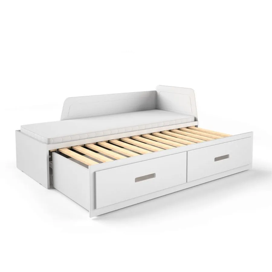 lit gigogne en pin blanc 2 couchages collection TOM