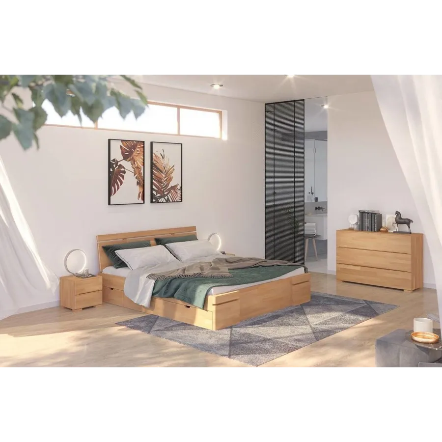 Chevet en bois massif 2 tiroirs pour lit adulte en bois collection NOTTE