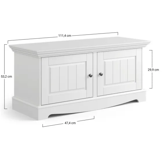 Dimensions meuble chaussure bois blanc collection Ancona