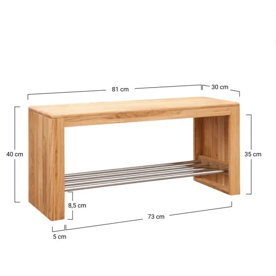 Banc chaussures bois 80 cm collection Oslo
