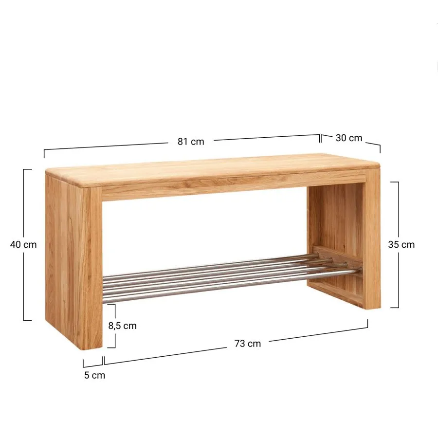 Banc chaussures bois 80 cm collection Oslo