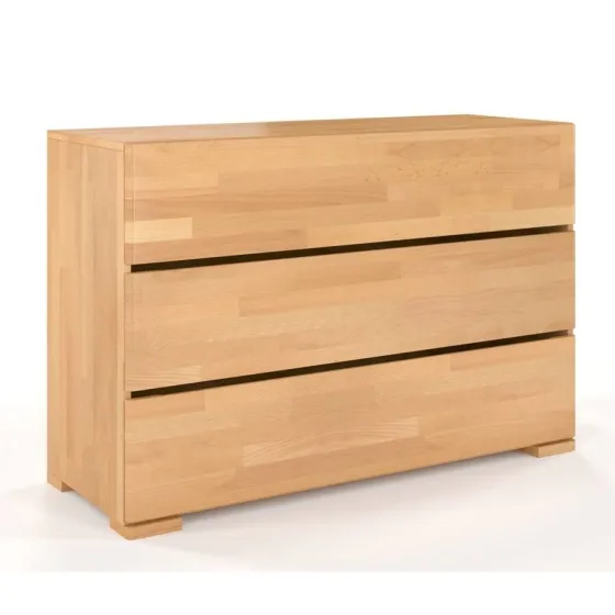 Commode 3 tiroirs en bois massif naturel collection MODERNA