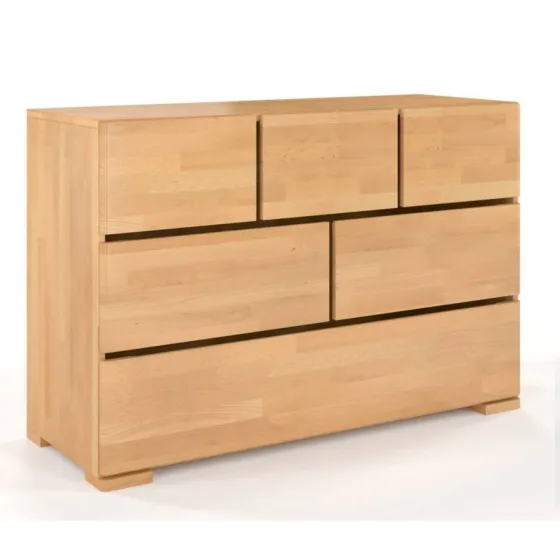 Commode en bois naturel 6 tiroirs collection MODERNA