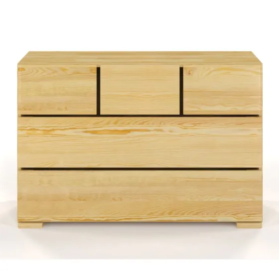 Commode en pin massif naturel avec 5 tiroirs collection MODERNA