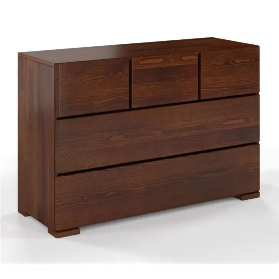 commodes en bois en pin noyer  5 tiroirs collection MODERN