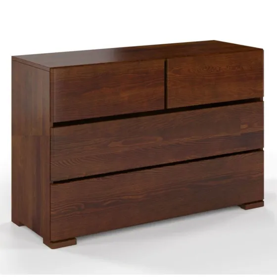 Commode en bois pin noyer 4 tiroirs collection MODERNA
