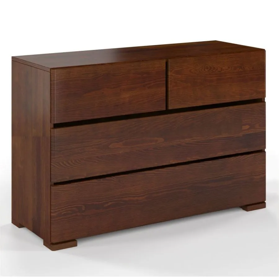 Commode en bois pin noyer 4 tiroirs collection MODERNA