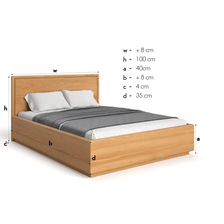 Dimensions Lit bois massif avec coffre collection Vancouver SLIM