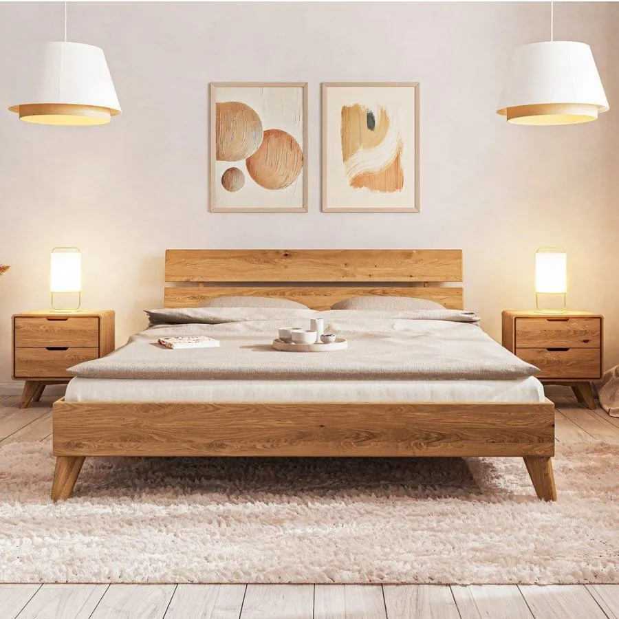 Lit bois chêne 140x200 collection SVEN