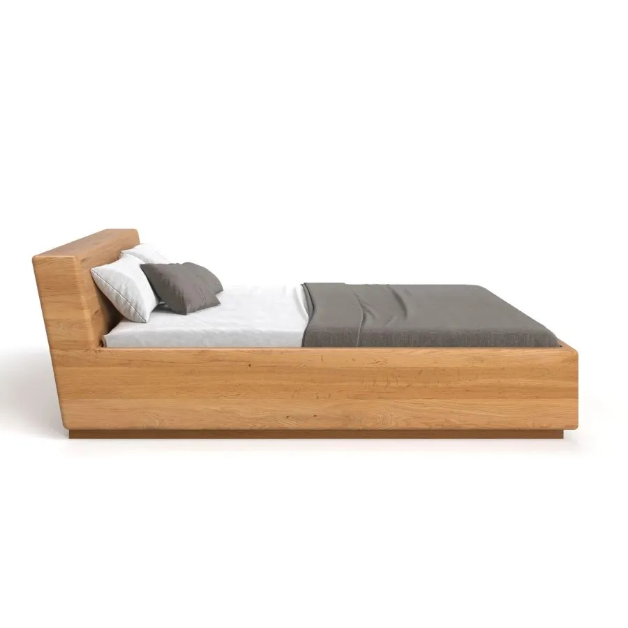 Lit coffre bois design avec tête de lit inclinée collection MEZZO