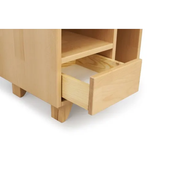 Table de chevet en bois naturel 1 tiroir et 2 niches collection KIRU