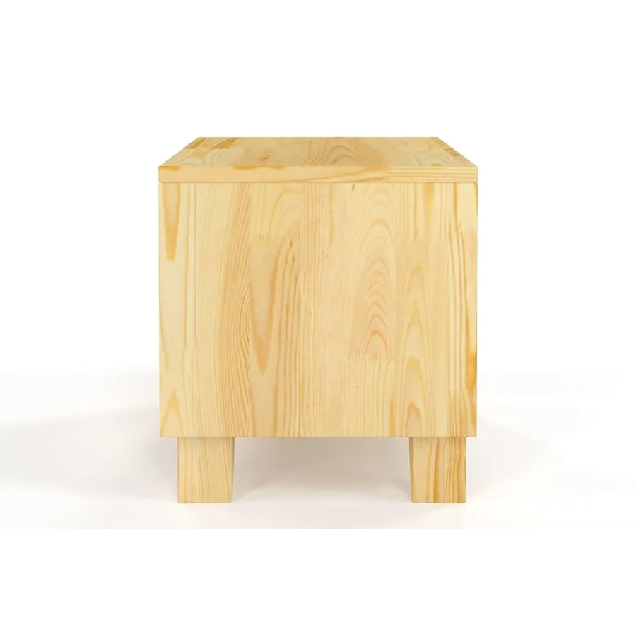 Table de chevet 100 % en pin massif avec rangements collection KIRU