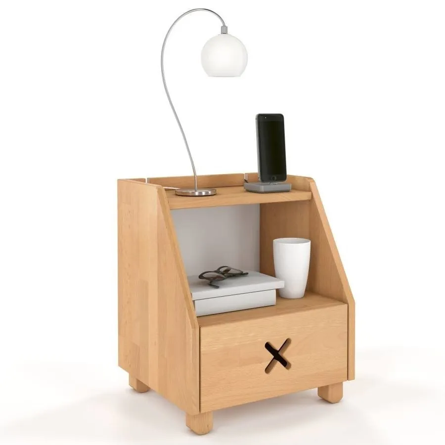 Table de chevet en bois massif avec rangements collection NIKO