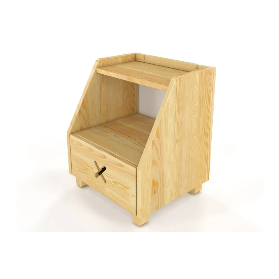 Table de chevet pin naturel niche de rangement collection NIKO