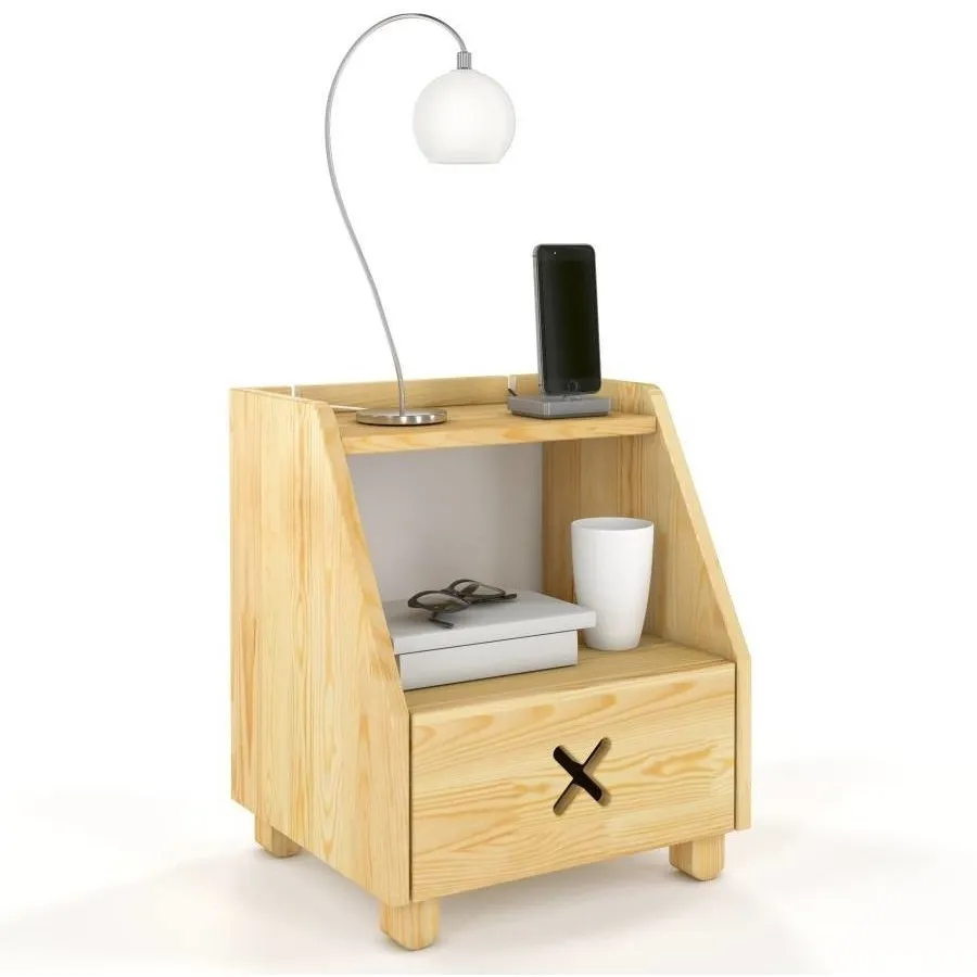 Table de chevet pin naturel 1 tiroir collection NIKO