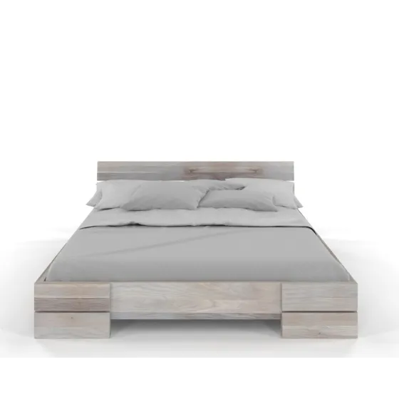 Lit chêne massif finition blanchi collection INDIGO