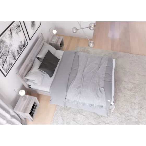 Lit en chêne blanchi 160x200 collection VENISE
