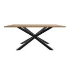 Table bois et métal — plateau massif, pieds industriels